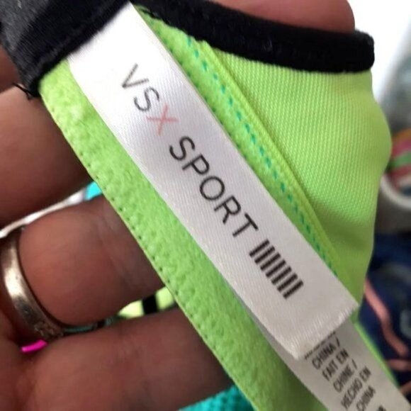 VSX Victoria's Secret Sport Green Blue Black Double Criss Cross Back Straps 32 B - Picture 9 of 11